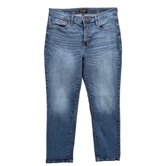 Banana Republic Curvy Girlfriend Jeans Womens Blue Distressed Denim Size 12 - Picture 1 of 10